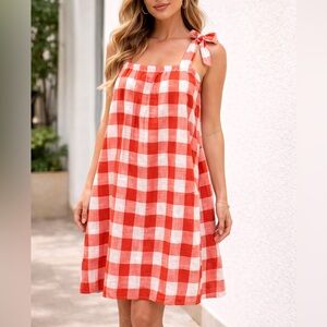 next 100% cotton Gingham Tie-Shoulder‎ summer Dress L